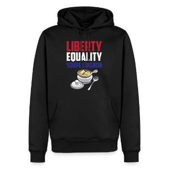 Liberté, Egalité Soupe L'Oignon Cool French Food - Sweat à capuche Premium bio Homme - noir - Devant - Nico (187cm)