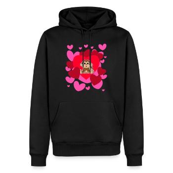 Affe-Liebes-T-Shirt - Valentinstag niedliches Herz - Männer Premium Bio Hoodie - Schwarz - Vorne - Nico (187cm)