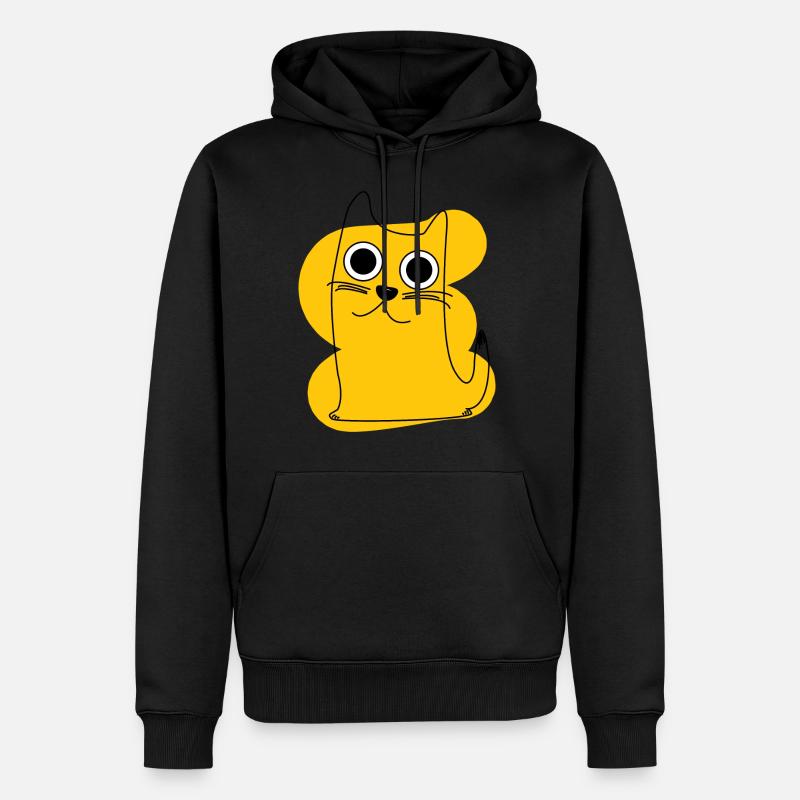 Chat jaune - Sweat à capuche Premium bio Homme - noir