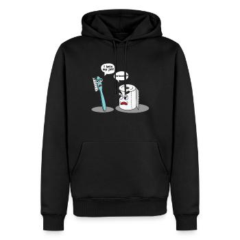 Lustiger Spruch, dass ich meine Jobzahnbürste hasse - Männer Premium Bio Hoodie - Schwarz - Vorne - Nico (187cm)