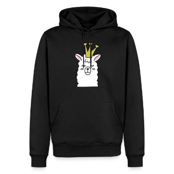 Lama Lama Alpaga Lama Reine - Sweat à capuche Premium bio Homme - noir - Devant - Nico (187cm)