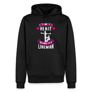 Mon cœur appartient à un cadeau de lineman line worker - Sweat à capuche Premium bio Homme - noir - Devant - Nico (187cm)