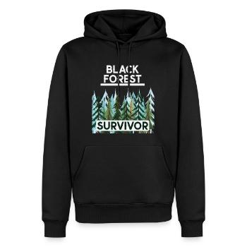 Survivant de la Forêt-Noire, Nature, Forêt, Baignade - Sweat à capuche Premium bio Homme - noir - Devant - Nico (187cm)