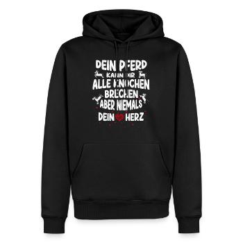 Dein Pferd kann Dir alle Knochen brechen - Männer Premium Bio Hoodie - Schwarz - Vorne - Nico (187cm)