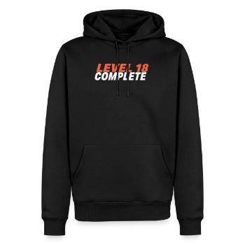 Chemise d’anniversaire 18 ans niveau - Sweat à capuche Premium bio Homme - noir - Devant - Nico (187cm)