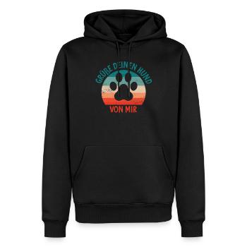Grüße Deinen Hund von mir Lustige Hundesprüche - Männer Premium Bio Hoodie - Schwarz - Vorne - Nico (187cm)