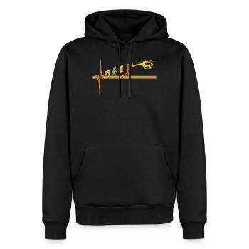 Hubschrauber Pilot EKG Herzschlag Evolution - Männer Premium Bio Hoodie - Schwarz - Vorne - Nico (187cm)