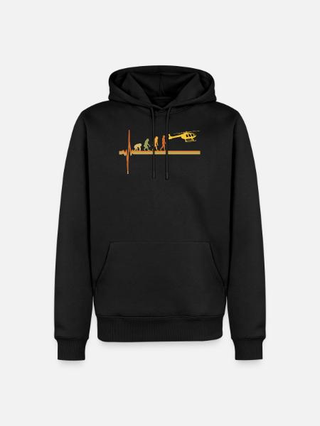Helicopter Pilot ECG Heartbeat Evolution - Men’s Premium Organic Hoodie - black