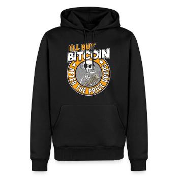 Bitcoin Cadeau Drôle BTC Krypto sort - Sweat à capuche Premium bio Homme - noir - Devant - Nico (187cm)