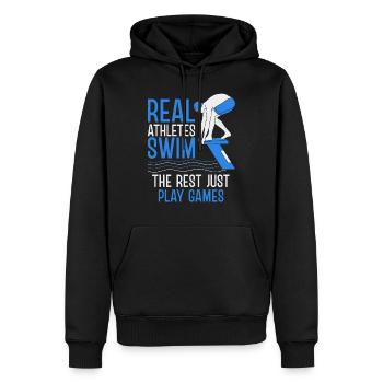 Natation Natation Nageurs Club de natation - Sweat à capuche Premium bio Homme - noir - Devant - Nico (187cm)