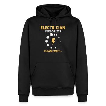 Electrician Apprentice Loading Journeyman - Men’s Premium Organic Hoodie - black - Front - Nico (187cm)