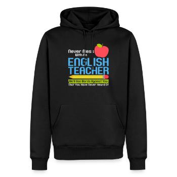 Drôle professeur d’anglais Professeur Vocabulaire anglais - Sweat à capuche Premium bio Homme - noir - Devant - Nico (187cm)