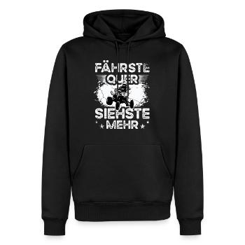 Quad ATV Fährste quer siehste mehr - Männer Premium Bio Hoodie - Schwarz - Vorne - Nico (187cm)