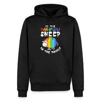 Je suis le mouton arc-en-ciel de la famille LGBTQ - Sweat à capuche Premium bio Homme - noir - Devant - Nico (187cm)