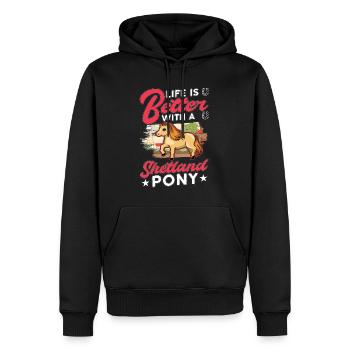 La vie est meilleure avec un Poney Shetland Shetlandpony - Sweat à capuche Premium bio Homme - noir - Devant - Nico (187cm)