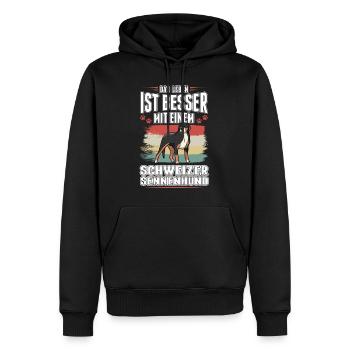Großer Schweizer Sennenhund - Männer Premium Bio Hoodie - Schwarz - Vorne - Nico (187cm)