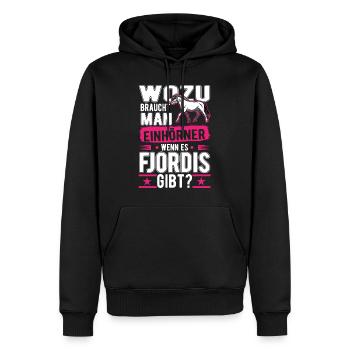 Fjordpferd Einhorn Fjord Pferd Norweger Pferd - Männer Premium Bio Hoodie - Schwarz - Vorne - Nico (187cm)