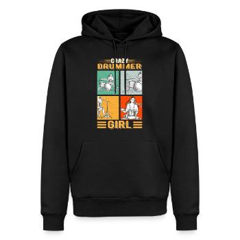 Crazy Drummer Girl Schlagzeug Schlagzeuger - Männer Premium Bio Hoodie - Schwarz - Vorne - Nico (187cm)