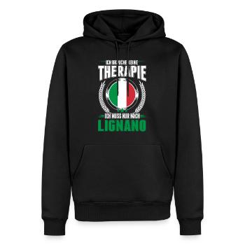 Lignano Therapie Italien Urlaub Reise Geschenk - Männer Premium Bio Hoodie - Schwarz - Vorne - Nico (187cm)