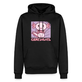 Gamesolotl Süßes Kawaii Axolotl - Männer Premium Bio Hoodie - Schwarz - Vorne - Nico (187cm)