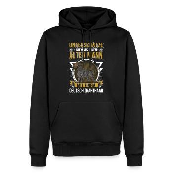 Deutsch Drahthaar Alter Mann German Wirehaired - Männer Premium Bio Hoodie - Schwarz - Vorne - Nico (187cm)