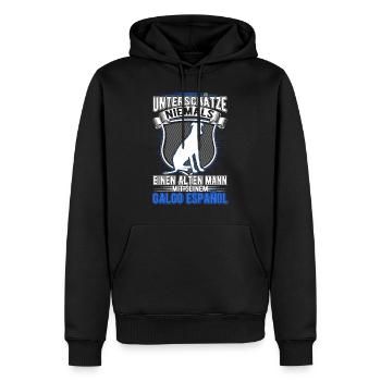 Galgo Español Alter Mann Spanischer Windhund - Männer Premium Bio Hoodie - Schwarz - Vorne - Nico (187cm)