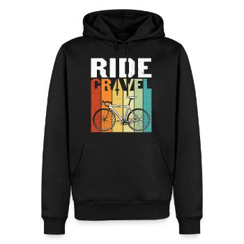 Ride Cravel Retro Sunset Riding Bicycle - Männer Premium Bio Hoodie - Schwarz - Vorne - Nico (187cm)