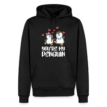Vous êtes mes amoureux de la Saint-Valentin Penguin - Sweat à capuche Premium bio Homme - noir - Devant - Nico (187cm)