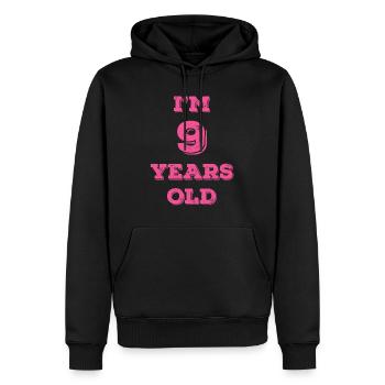 Funny Birthday I'm 9 Years Old - Men’s Premium Organic Hoodie - black - Front - Nico (187cm)