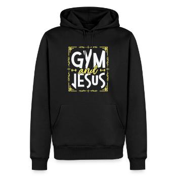 Gym and Jesus Gym Fitness Kraftsport Body Builder - Männer Premium Bio Hoodie - Schwarz - Vorne - Nico (187cm)