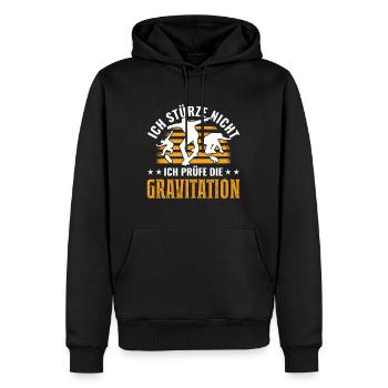 Ich stürze nicht Ich prüfe die Gravitation Skater - Männer Premium Bio Hoodie - Schwarz - Vorne - Nico (187cm)