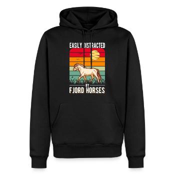 Easily distracted by Fjord Horses Fjordpferd - Männer Premium Bio Hoodie - Schwarz - Vorne - Nico (187cm)