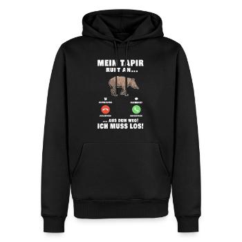 Mein Tapir ruft an Aus dem Weg ich muss los - Männer Premium Bio Hoodie - Schwarz - Vorne - Nico (187cm)