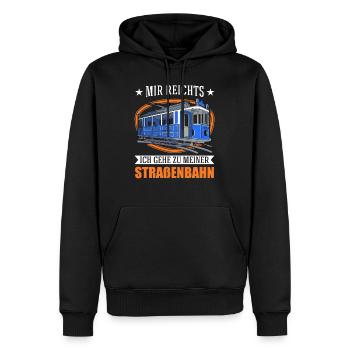 Mir reichts Ich gehe zu meiner Straßenbahn - Männer Premium Bio Hoodie - Schwarz - Vorne - Nico (187cm)