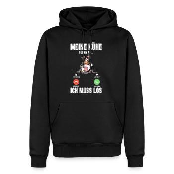 Meine Kühe rufen an Ich muss los - Männer Premium Bio Hoodie - Schwarz - Vorne - Nico (187cm)