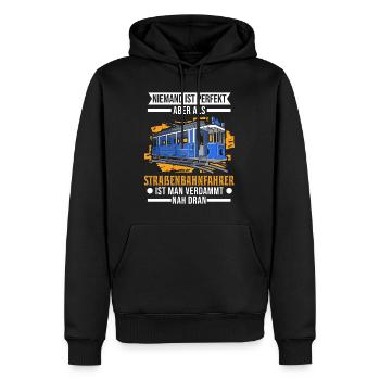 Straßenbahn Straßenbahnfahrer Tram S-Bahn - Männer Premium Bio Hoodie - Schwarz - Vorne - Nico (187cm)