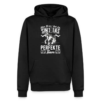 Mein Tinker und ich Sind das perfekte Team - Männer Premium Bio Hoodie - Schwarz - Vorne - Nico (187cm)