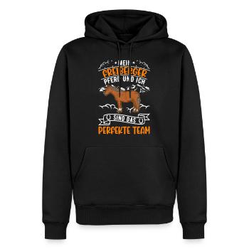 Freiberger Pferd und Ich Perfektes Team - Männer Premium Bio Hoodie - Schwarz - Vorne - Nico (187cm)