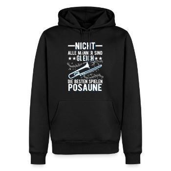 Posaune Mann Posaunenspieler Posaunist - Männer Premium Bio Hoodie - Schwarz - Vorne - Nico (187cm)