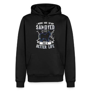 Chien de traîneau de travail Samoyède - Sweat à capuche Premium bio Homme - noir - Devant - Nico (187cm)