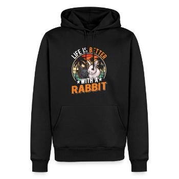 La vie est meilleure avec un lapin Häschen Kaninchen - Sweat à capuche Premium bio Homme - noir - Devant - Nico (187cm)