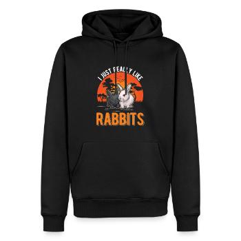 J’aime vraiment Rabbits Rabbit Rabbit - Sweat à capuche Premium bio Homme - noir - Devant - Nico (187cm)