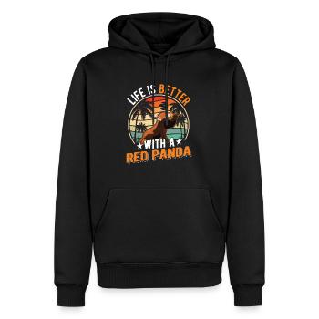 La vie est meilleure avec un panda roux roter panda - Sweat à capuche Premium bio Homme - noir - Devant - Nico (187cm)
