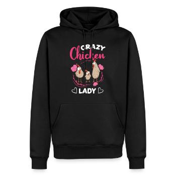 Crazy Chicken lady chicken owner - Men’s Premium Organic Hoodie - black - Front - Nico (187cm)