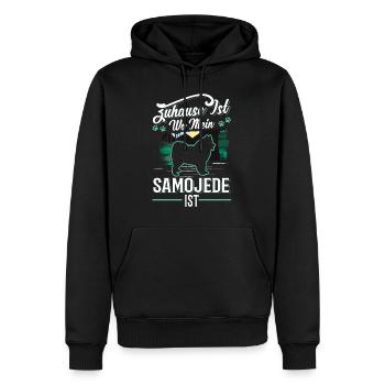 Zuhause ist wo mein Samojede ist Samojede - Männer Premium Bio Hoodie - Schwarz - Vorne - Nico (187cm)