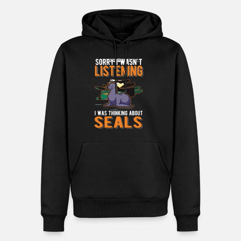 Robbe Geschenk Seelöwe - Männer Premium Bio Hoodie - Schwarz