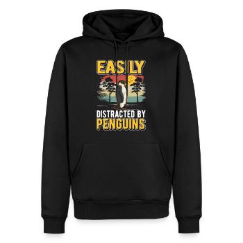 Easily distracted by Penguins Pinguin - Männer Premium Bio Hoodie - Schwarz - Vorne - Nico (187cm)