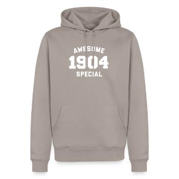 Drôle d’anniversaire Génial Spécial 1904 - Sweat à capuche Premium bio Homme - taupe - Devant - Nico (187cm)