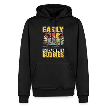 Facilement distrait par les perruches Budgerigar - Sweat à capuche Premium bio Homme - noir - Devant - Nico (187cm)