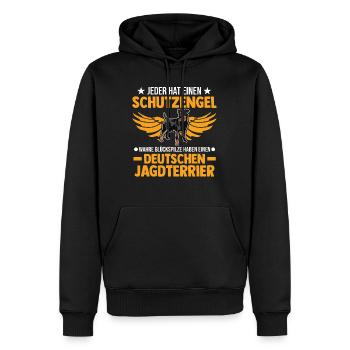 Deutscher Jagdterrier Schutzengel - Männer Premium Bio Hoodie - Schwarz - Vorne - Nico (187cm)
